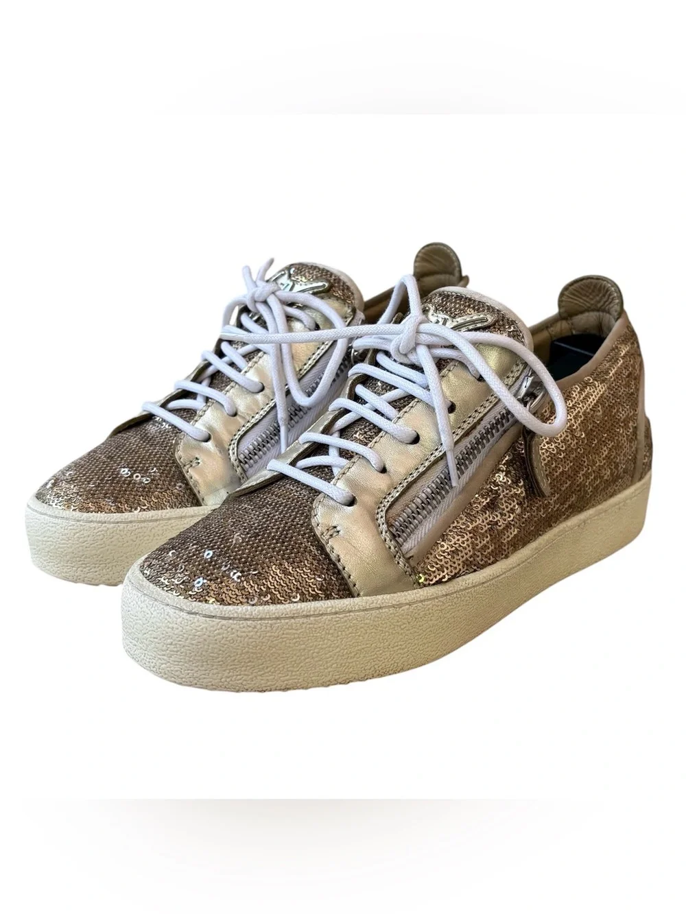 GIUSEPPE ZANOTTI “Gail” Gold Sequin Low Top Sneakers
